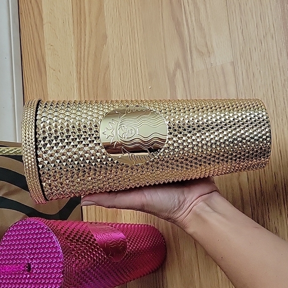 New Starbucks Holiday Winter 2022 Gold Sangria Bling Studded Cold Cup Tumbler - Picture 3 of 10
